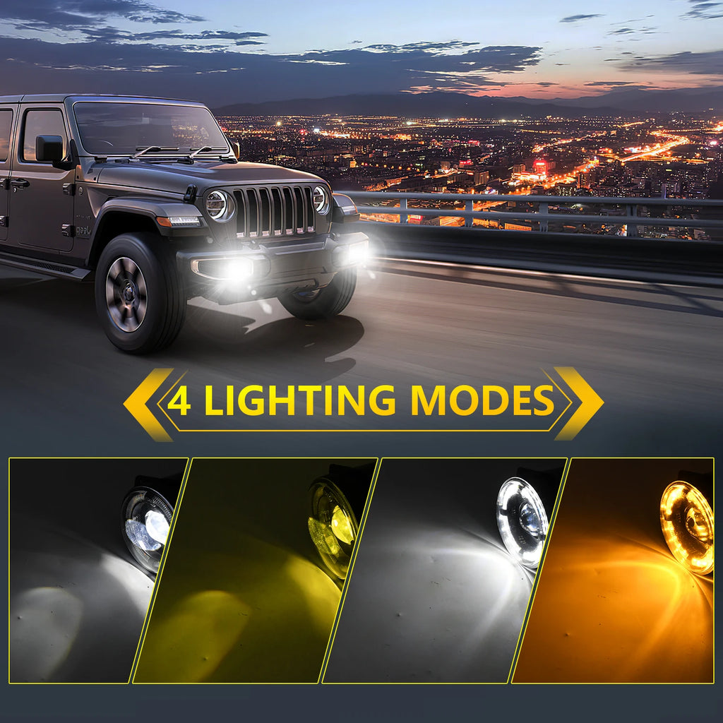 4 Inch Round LED Front Driving Fog Lights for Grand Cherokee 2011-2013/Wrangler JK 2007-20