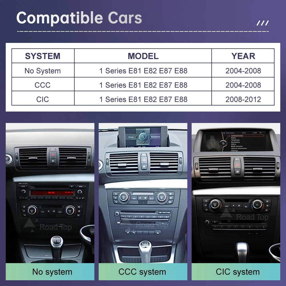 Wireless CarPlay Android Auto Car Multimedia Screen For BMW 1 Series E81 E82 E87 E88 CCC C | AUTOKITSHOP