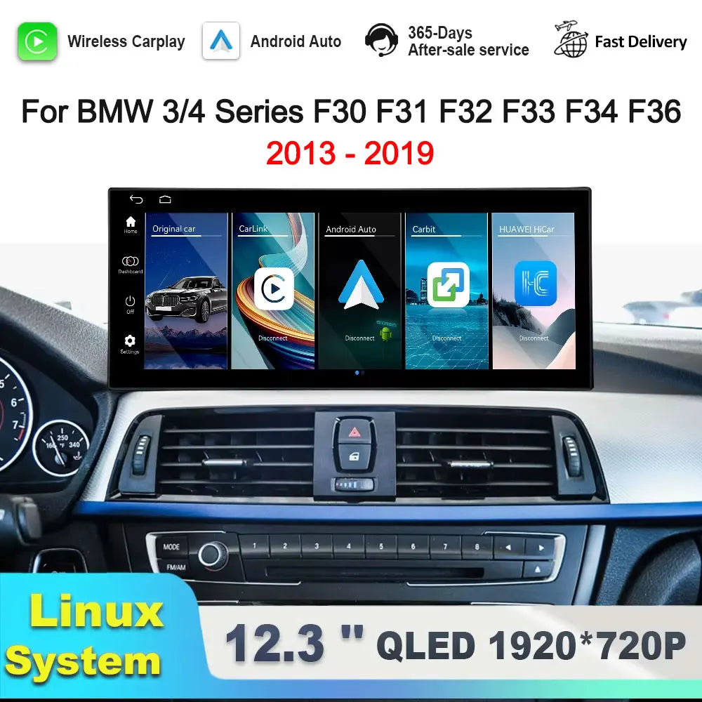 12.3'' Car Multimedia Video Player for BMW serie 3/4 F30 F31 F32 F33 F34 F36 2013 - 2019 N