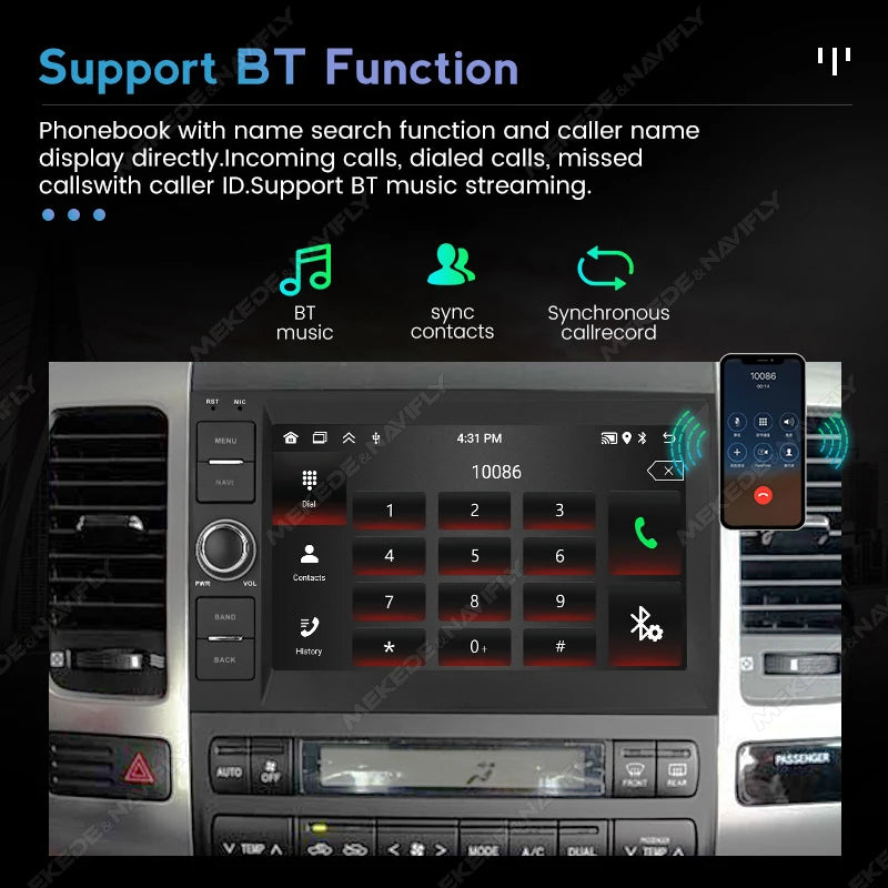 Wireless CarPlay Android Auto Multimedia Display Screen For Toyota Land Cruiser Prado 120