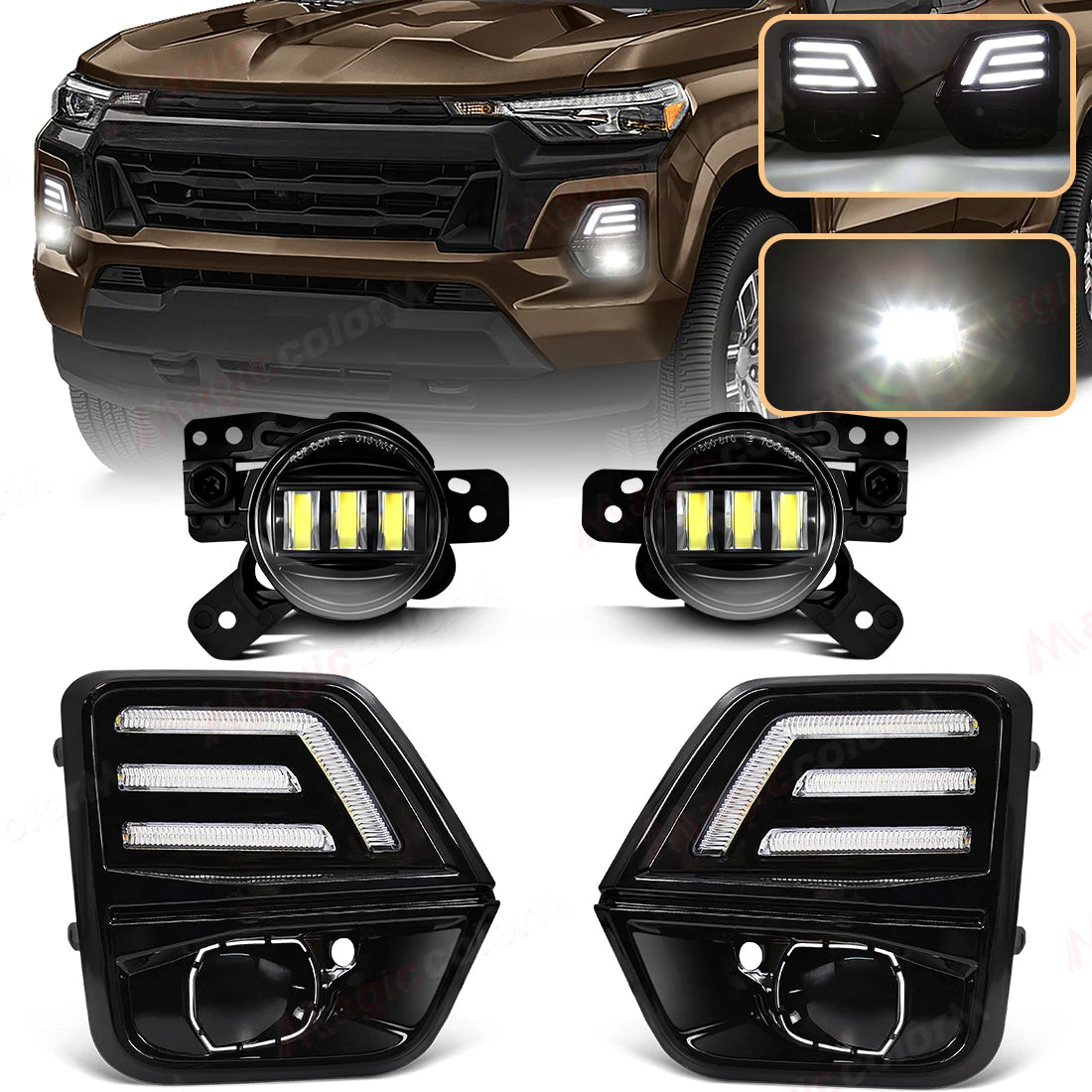 LED DRL Fog Lamps For Chevrolet Colorado WT LT Trail Boss Z71 2023 2024 2025 Daytime Runni | AUTOKITSHOP