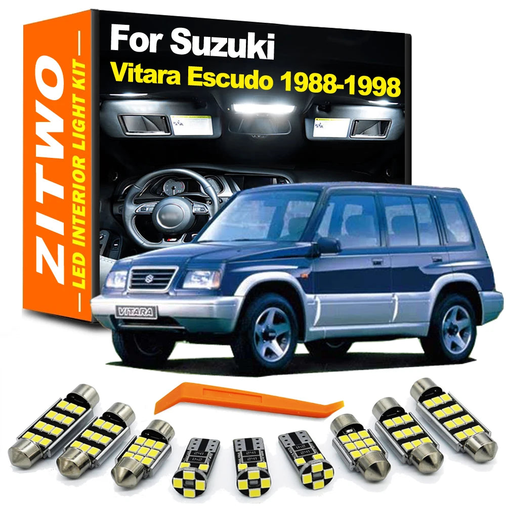 ZITWO 9Pcs Vehicle LED Interior Light Bulb Kit For Suzuki Vitara Escudo 1988- 1992 1993 1994 1995 1996 1997 1998 Plate Lamp