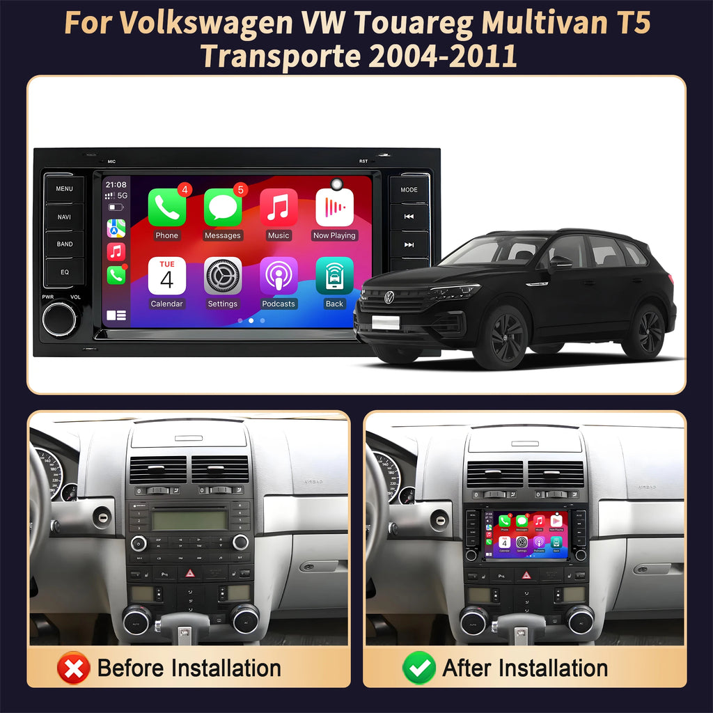 7 inch Car Radio For Volkswagen VW Touareg Multivan T5 Transporte 2004-2009 2010 2011 Wire