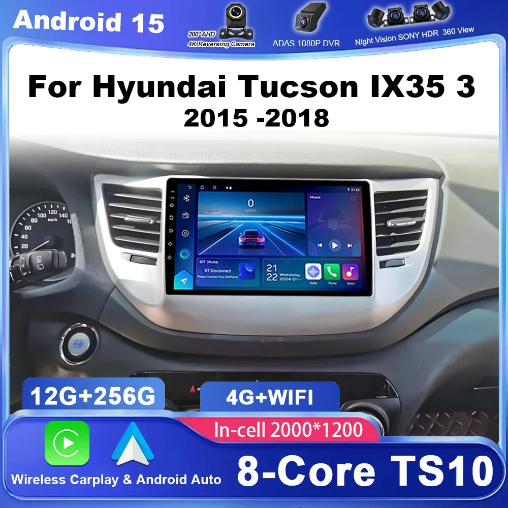 Android 15 Radio Stereo For Hyundai Tucson IX35 3 2015 2016 2017 2018 Auto Multimedia Play