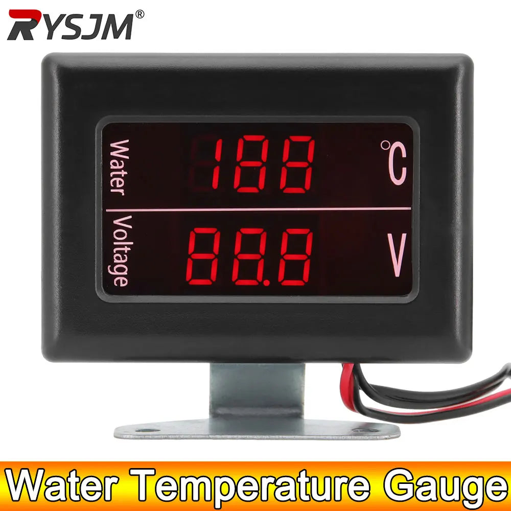 AD 12V 24V Universal Digital Water Temperature Gauge Voltage Voltmeter Gauge for Car + Water Tem - Automotive LED Light