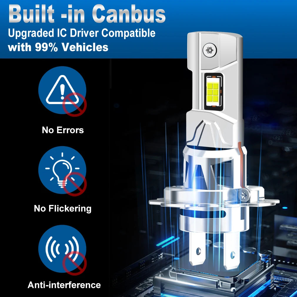 H4 LED Headlight Bulb Canbu H7 H11 LED Bulb 300000LM CSP for Car Headlamp Super Bright Wir