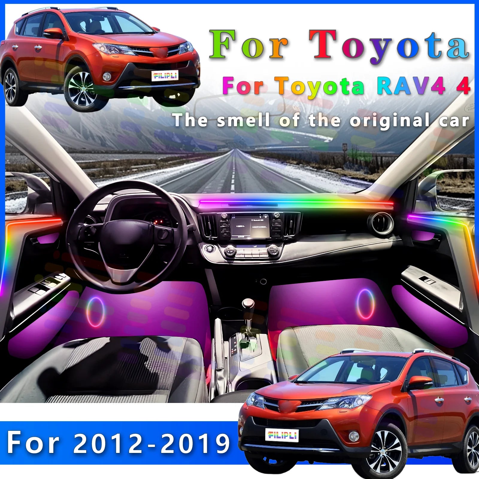 RGB - Ambient Light - for Toyota RAV4 - App Control - Car Interior Lighting | AUTOKITSHOP