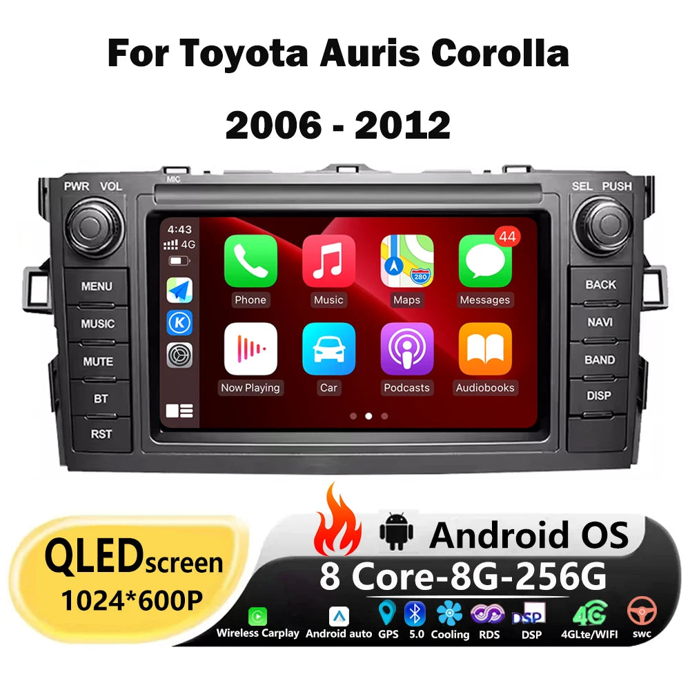 7 Inch Android 16 Auto Carplay For Toyota Auris Corolla 2006-2012 Car Radio Multimedia Pla