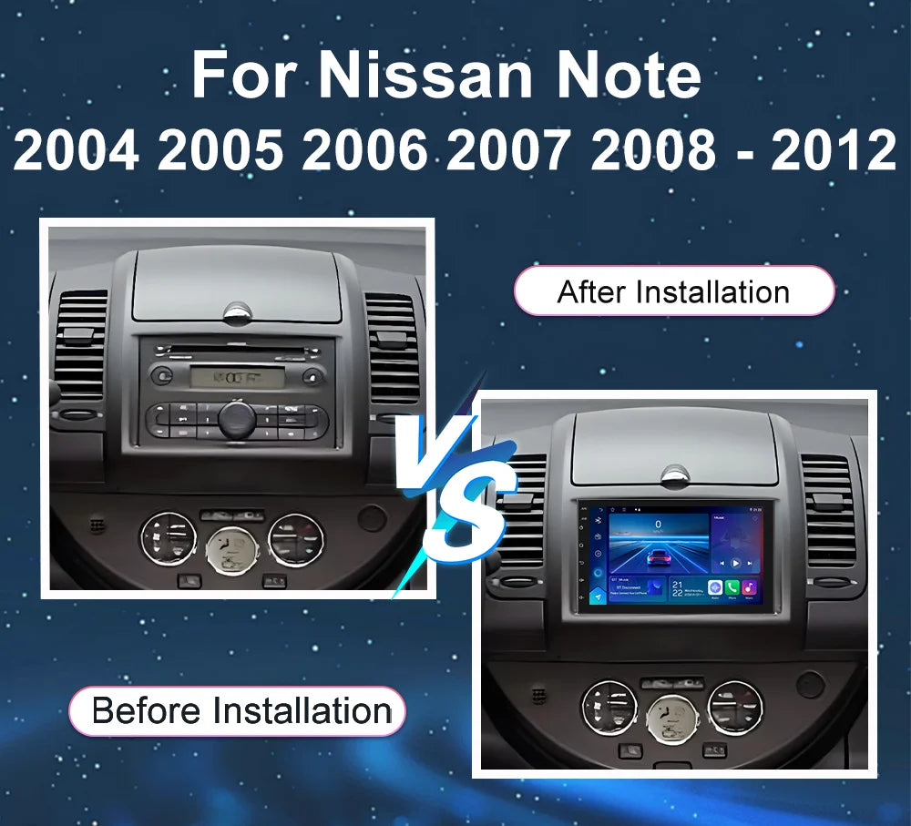 Android 16 Auto Car Radio For Nissan Note 2004 2005 2006 2007 2008 - 2012 Carplay Multimed