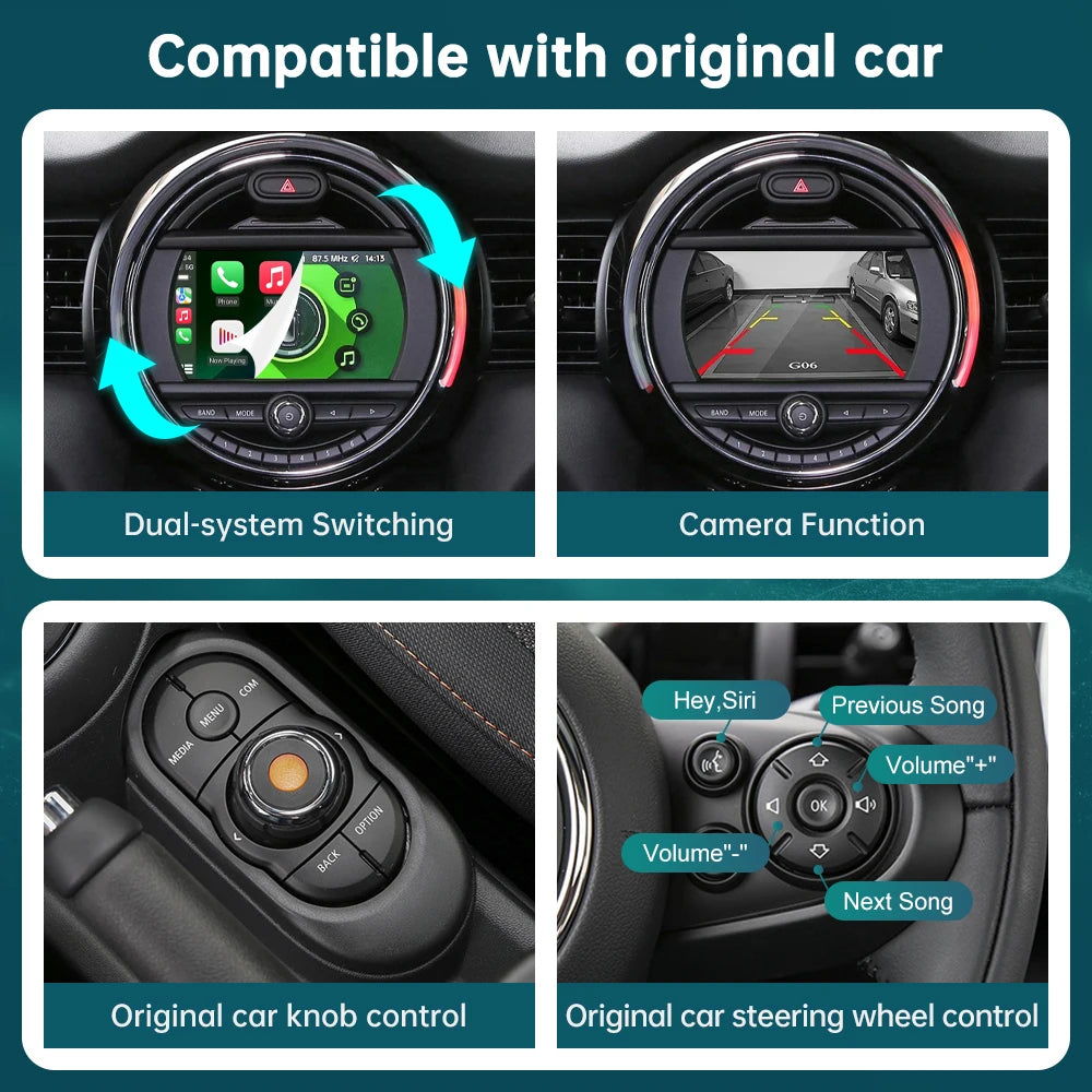RoadTop Wireless CarPlay Android Auto for Mini R55 R56 R57 R58 R60 R61 F54 F55 F56 Clubman