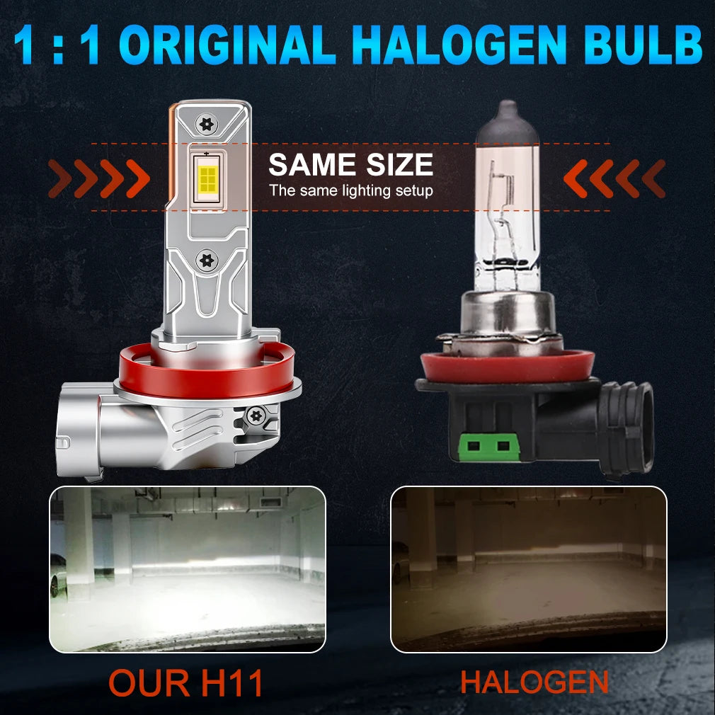 S&D H11 LED Headlamp Bulbs Canbus 30000LM 100W Upgraded No Flickering High Low Beam Auto C
