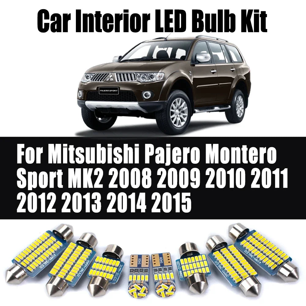 17-Piece LED Interior Light Kit for Mitsubishi Pajero Montero Sport MK2 2008- 2013 - Canbus Dome Map Door Trunk Bulbs...