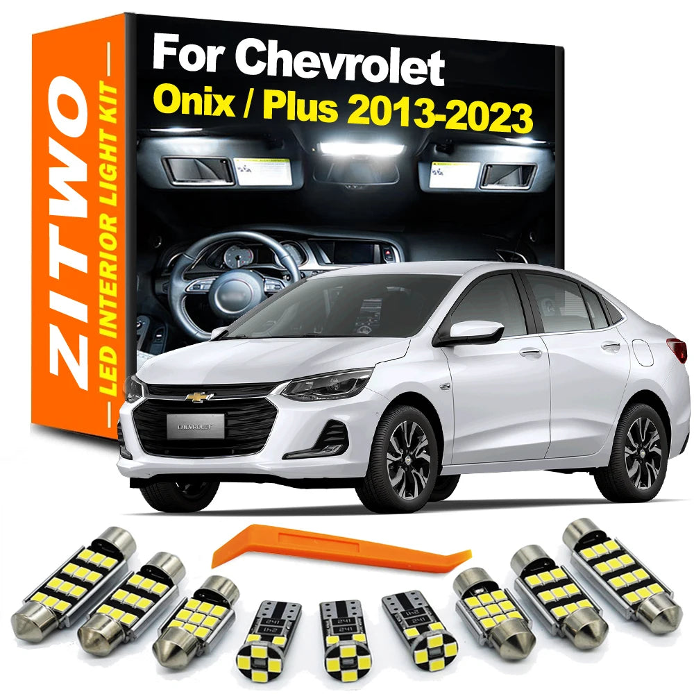 ZITWO 9Pcs LED Interior Reading Light Kit For Chevrolet Chevy Onix 2013- 2019 2020 2021 2022 2023 License Plate Lamp Accessories