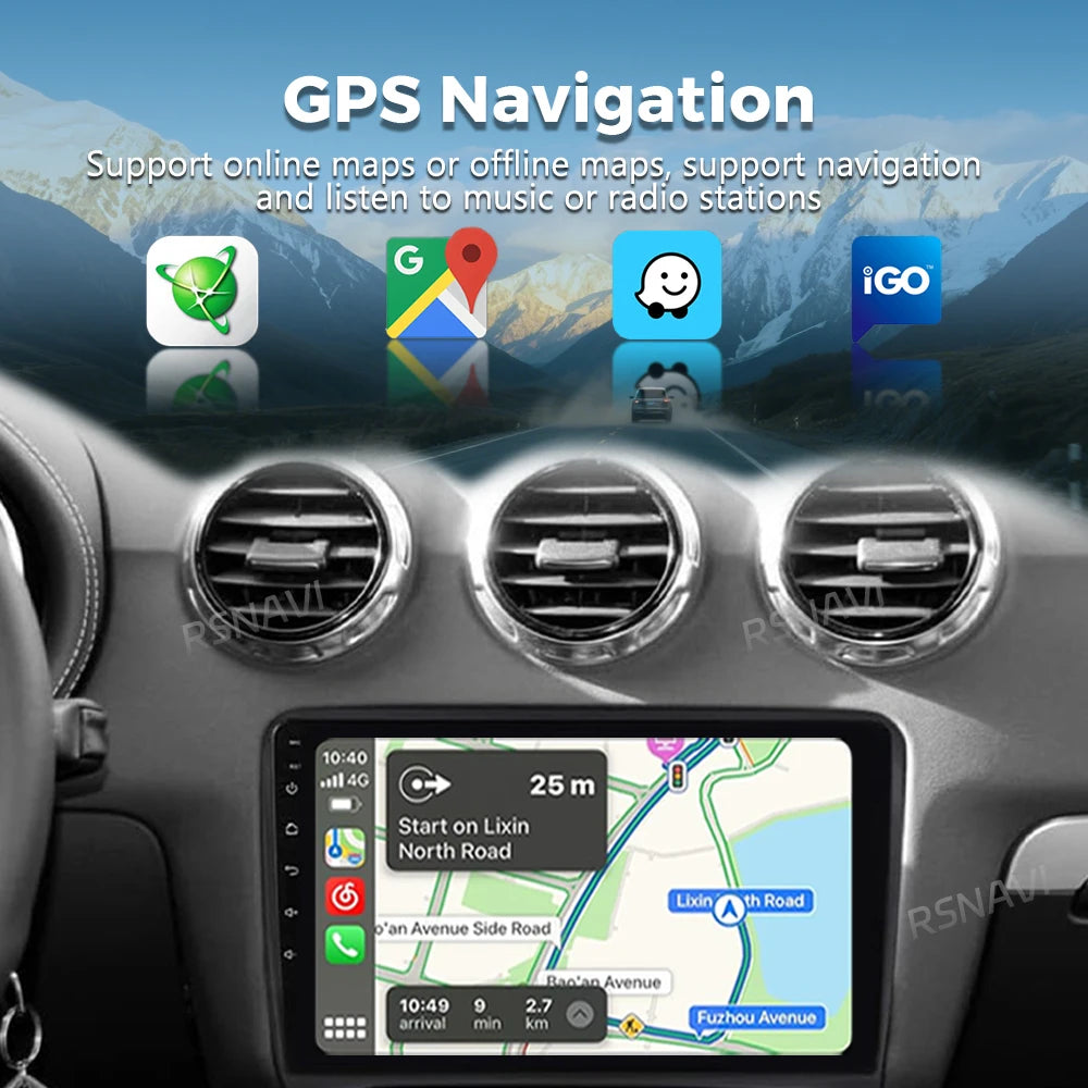 Android 16 Carplay Car Radio GPS For Audi TT MK2 8J 2006 2007-2012 Multimedia Video Player