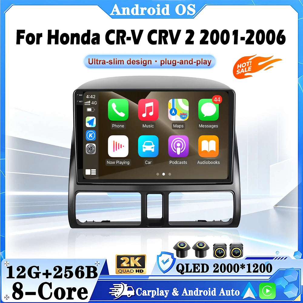 For Honda CR-V CRV 2 2001-2006 Android Auto Wireless Carplay 9 Inch Car Radio Stereo GPS N