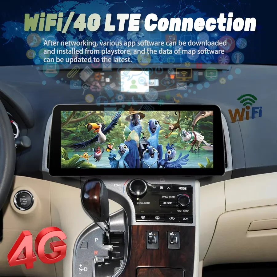 12.3inch Android 14 Wide Screen For Toyota Venza 2008-2016 Multimedia Car Video Player 2Di