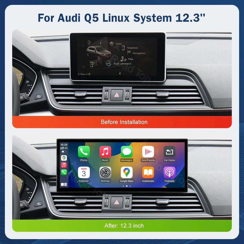 12.3 Inch Multimedia Display Touch Screen For Audi Q5 MIB 2018-2019 Airplay Miracast Funct | AUTOKITSHOP
