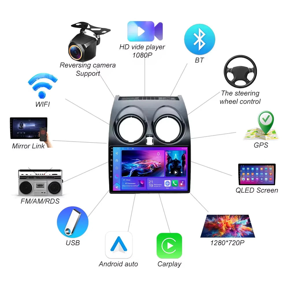 Android 16 Car Radio For Nissan Qashqai 1 J10 2006 - 2013 Auto Radio Stereo Multimedia Pla | AUTOKITSHOP