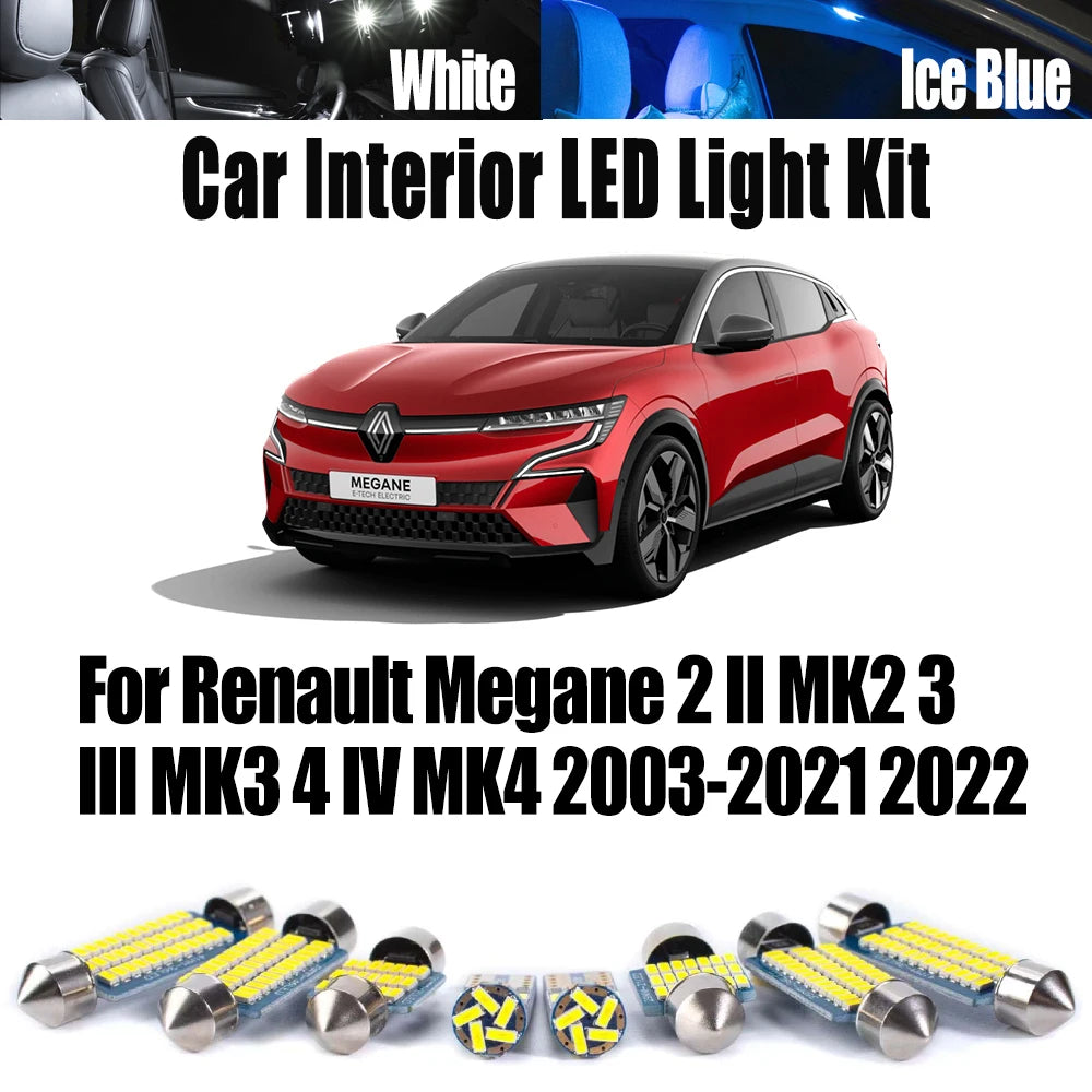 LED Interior Light Kit for Renault Megane 2 II MK2 3 III MK3 4 IV MK4 2003- 2022 - Canbus Dome Map Door Trunk Bulbs |...