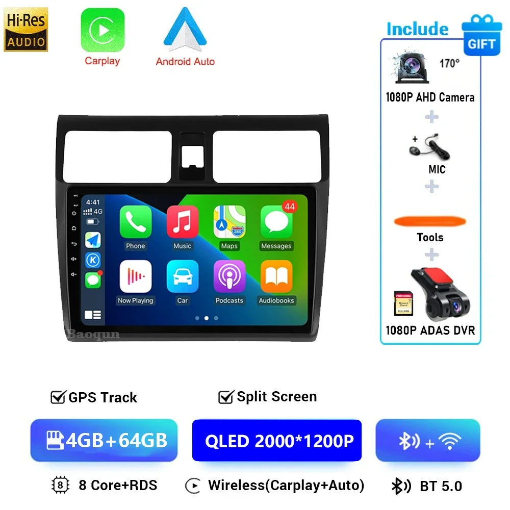 Android 16 For Suzuki Swift 3 2003 - 2010 Car Radio Multimedia Player Carplay and Android