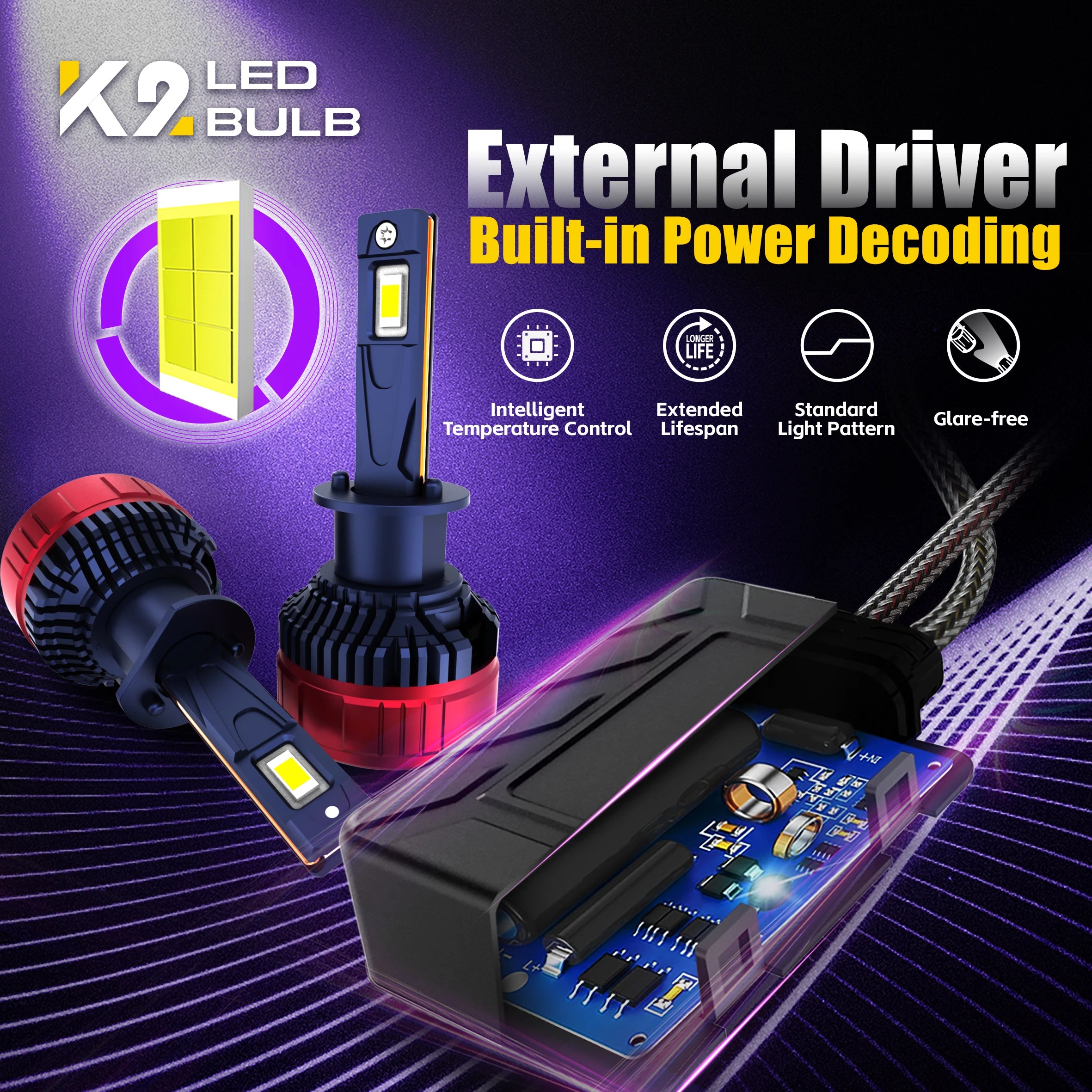 190W 22000LM K2 H7 Car Led Light 12V H4 Led Headlight Bulb Lamp Canbus H1 H3 H7 H8 H9 H11