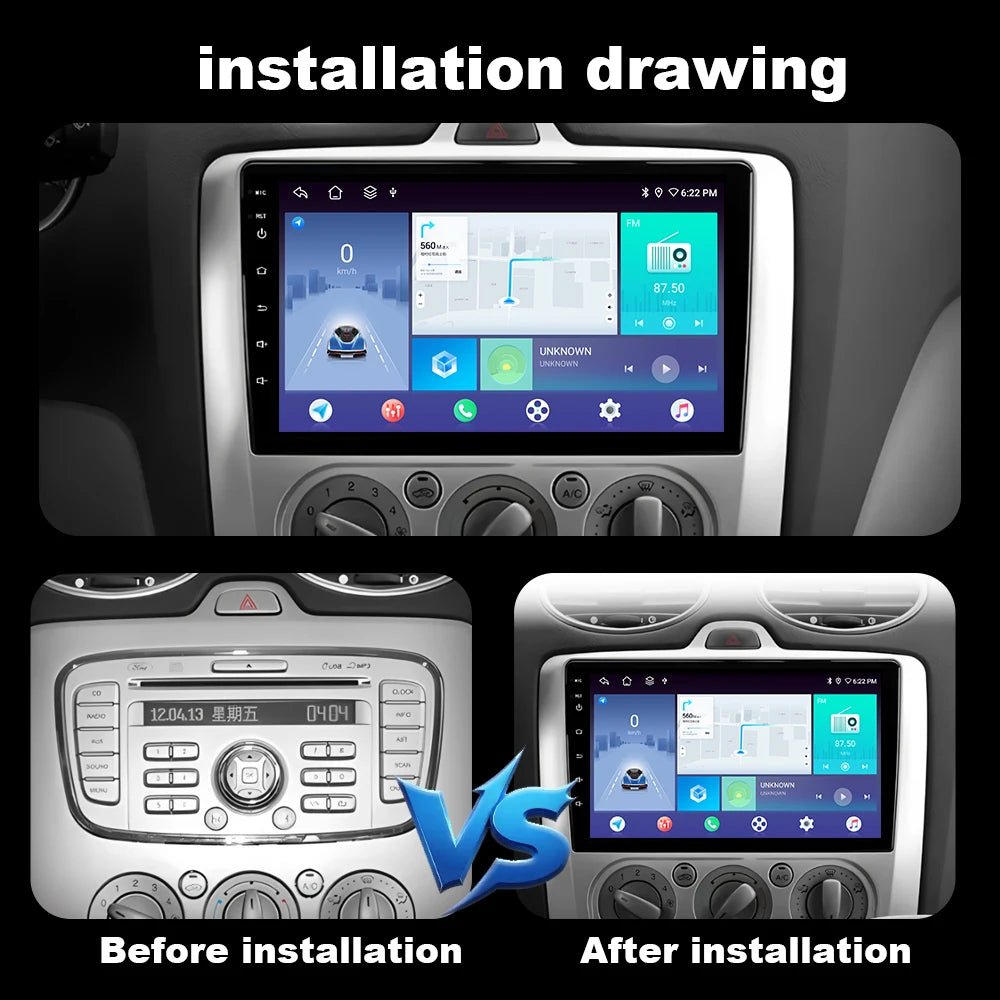 Head Unit Android 14 For Ford Focus 2 3 Mk2 Mk3 2004 - 2011 Car Radio Multimedia Video Pla