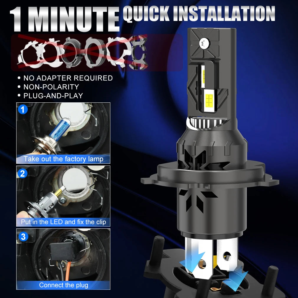 TOAUTO H7 H4 LED Car Headlight Bulbs H1 H3 H11 HB3 9005 HB4 9006 Canbus Auto Lamps with Fan Turbo Led Automobile 6000K 12V