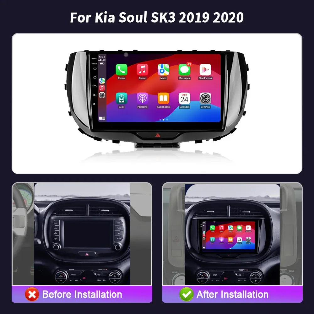 Car Radio 4G GPS Android 14 For Kia Soul SK3 2019 2020 Multimedia Navigation Wireless Carp