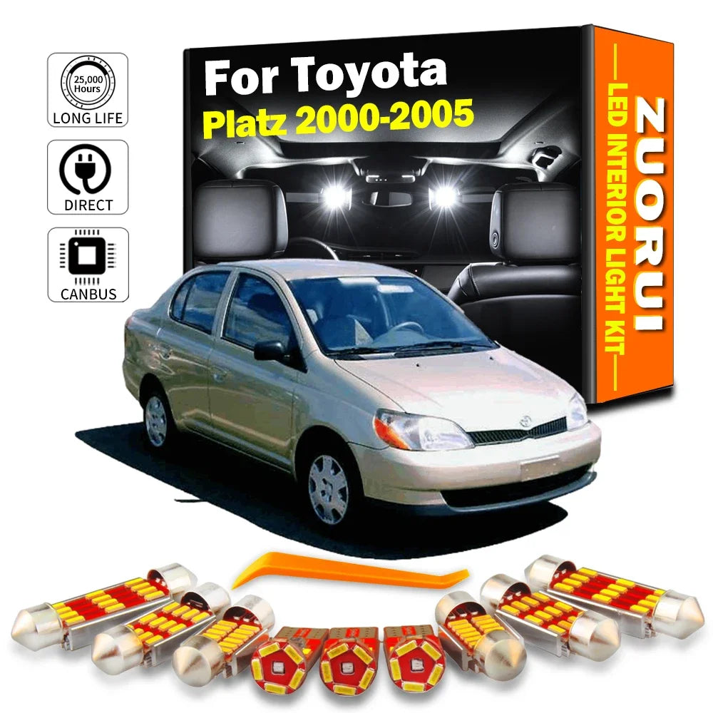 9-Piece LED Interior Light Kit for Toyota Platz 2003-2005 - Canbus Dome Map Door Trunk Bulbs | AUTOKITSHOP