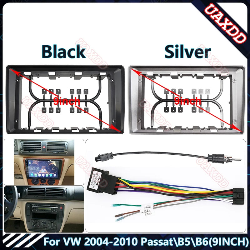 For VW 2004-2010 PASSAT B5 B6 9inch 2Din Car Radio Plastic Fascias Panel Dashboard Frame I