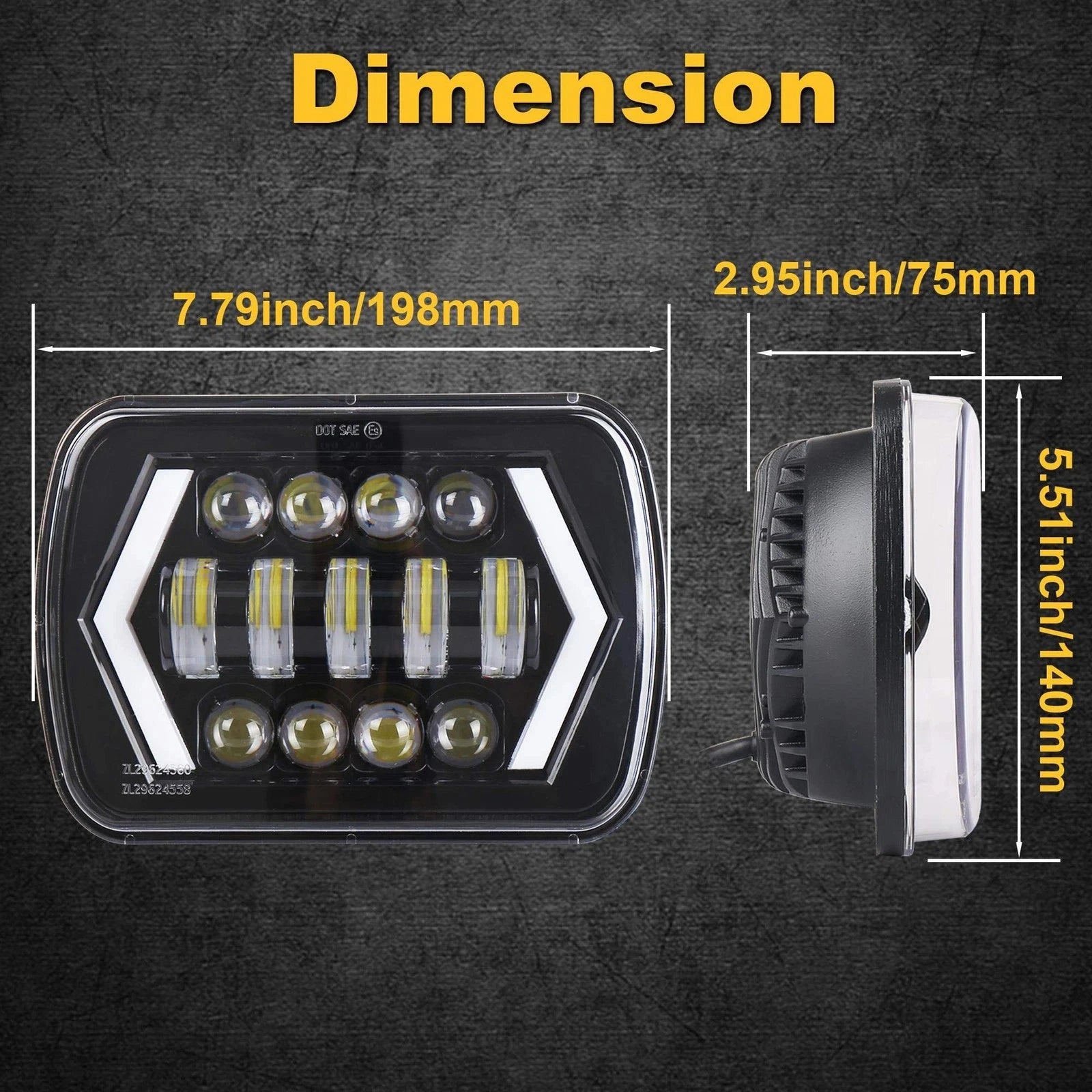HYNBYZJ 320W 7x6'' 5X7" Waterproof LED Headlight White DRL Amber Turn Signal for Jeep YJ C