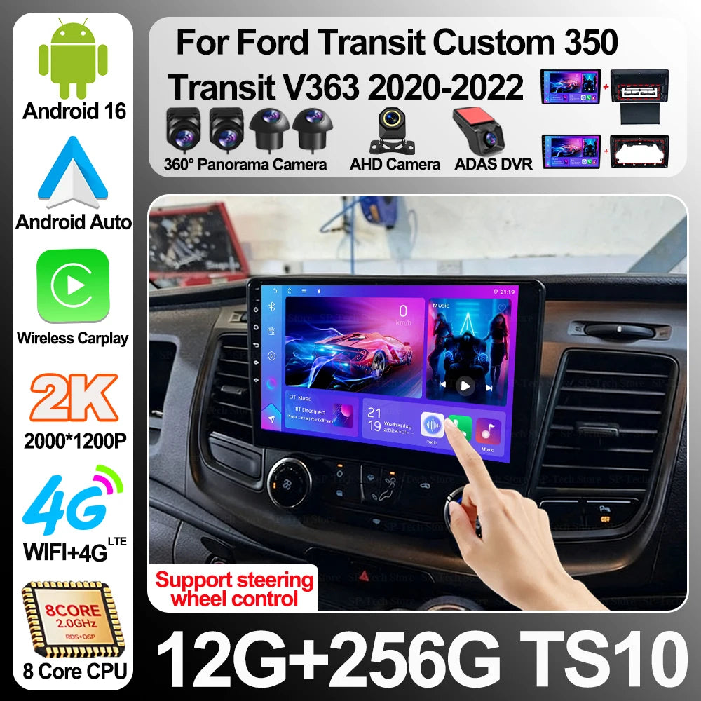 For Ford Transit Custom 350 Transit V363 2020-2022 Android 16 Auto Radio WIFI 5G Multimedi | AUTOKITSHOP
