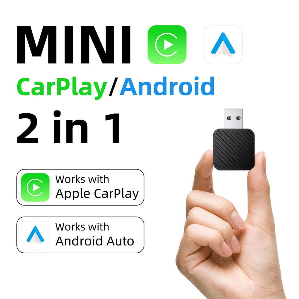 Wired to Wireless CarPlay 2 in1 Mini Adapter Android Auto Smart Box Plug and Play Auto Con | AUTOKITSHOP