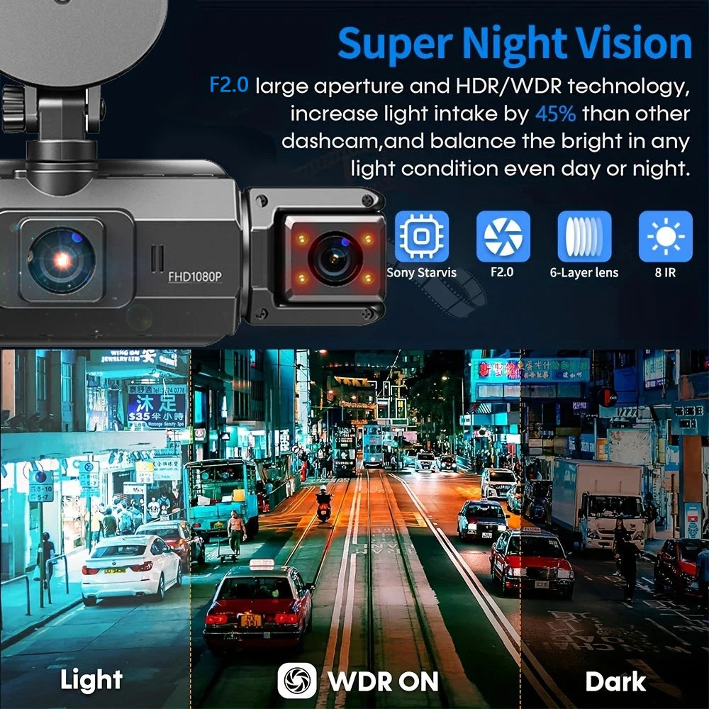 4Lens 360° Dash cam Voice 1080P Video Recorder Car DVR Recording camera Front left right Rear View Auto 4ch dashcam 24H Parking