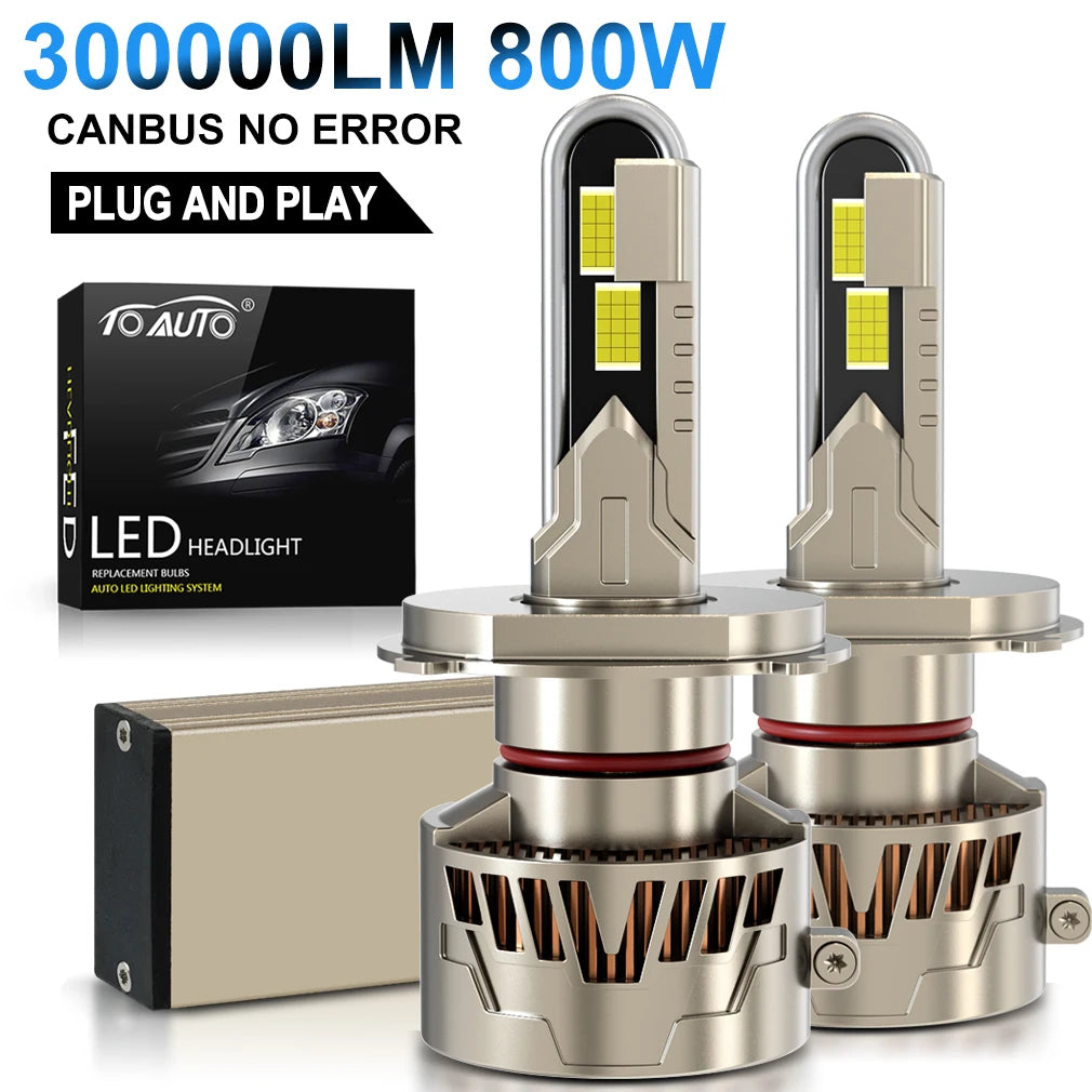 300000LM H4 H7 LED Headlight Canbus H11 9012 9005 HB3 9006 HB4 Light Blub for Car 800W 300