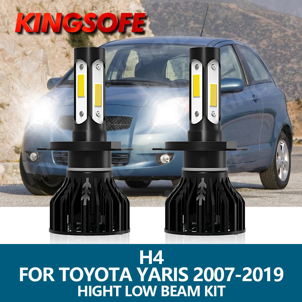 LED Headlight H4 Car Light 6000K White 10000LM 100W 4 Sides COB Chip Hight Low Beam Bulbs
