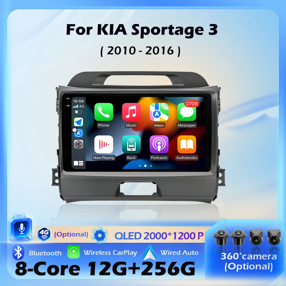 Navigation GPS Wireless CarPlay For KIA Sportage 3 2010 - 2016 Car Radio Multimedia Player