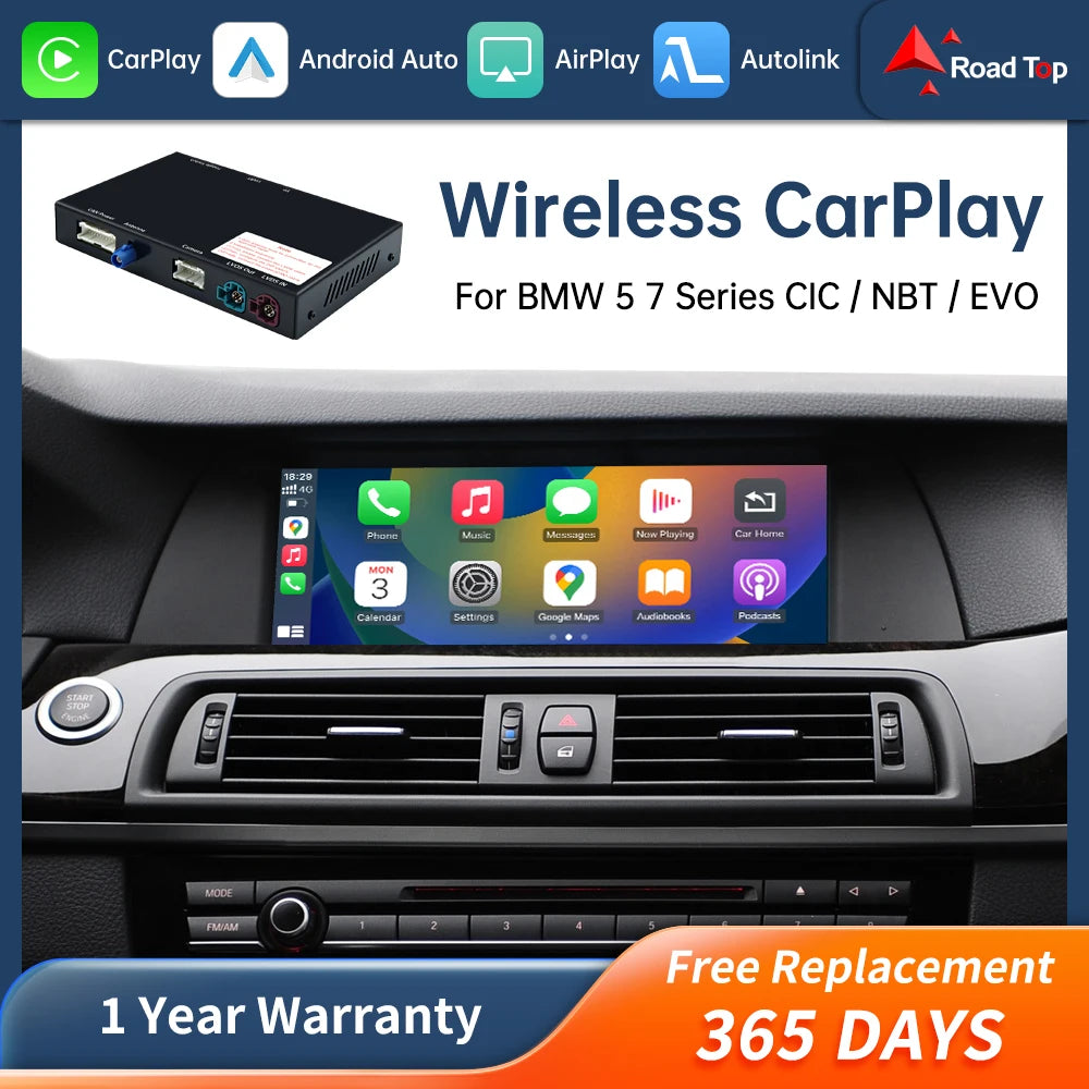 cn Road Top Wireless CarPlay Android Auto for BMW 5 7 Series F10 F11 F07 GT F01 F02 F03 F0 | AUTOKITSHOP