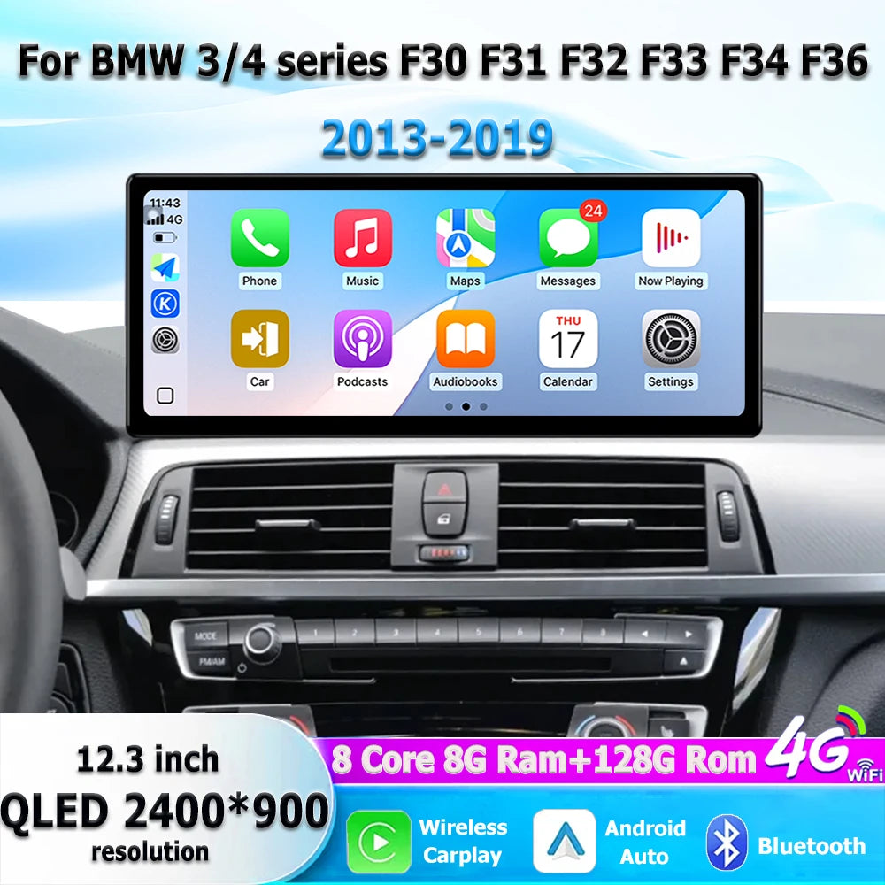 Android 16 Auto Carplay For BMW 3/4 series F30 F31 F32 F33 F34 F36 2013-2019 Car Multimedi