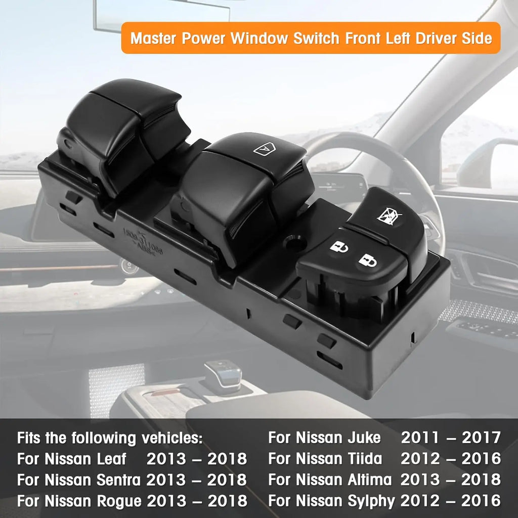 Driver Side Master Power Window Switch With Orange LED Fit Nissan Altima Leaf Juke Frontier Rogu - Automotive LED Light
