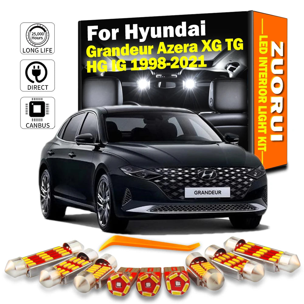 LED Interior Light Kit for Hyundai Grandeur Azera XG TG HG IG 1998-2009 - Canbus Dome Map Door Trunk Bulbs | AUTOKITSHOP