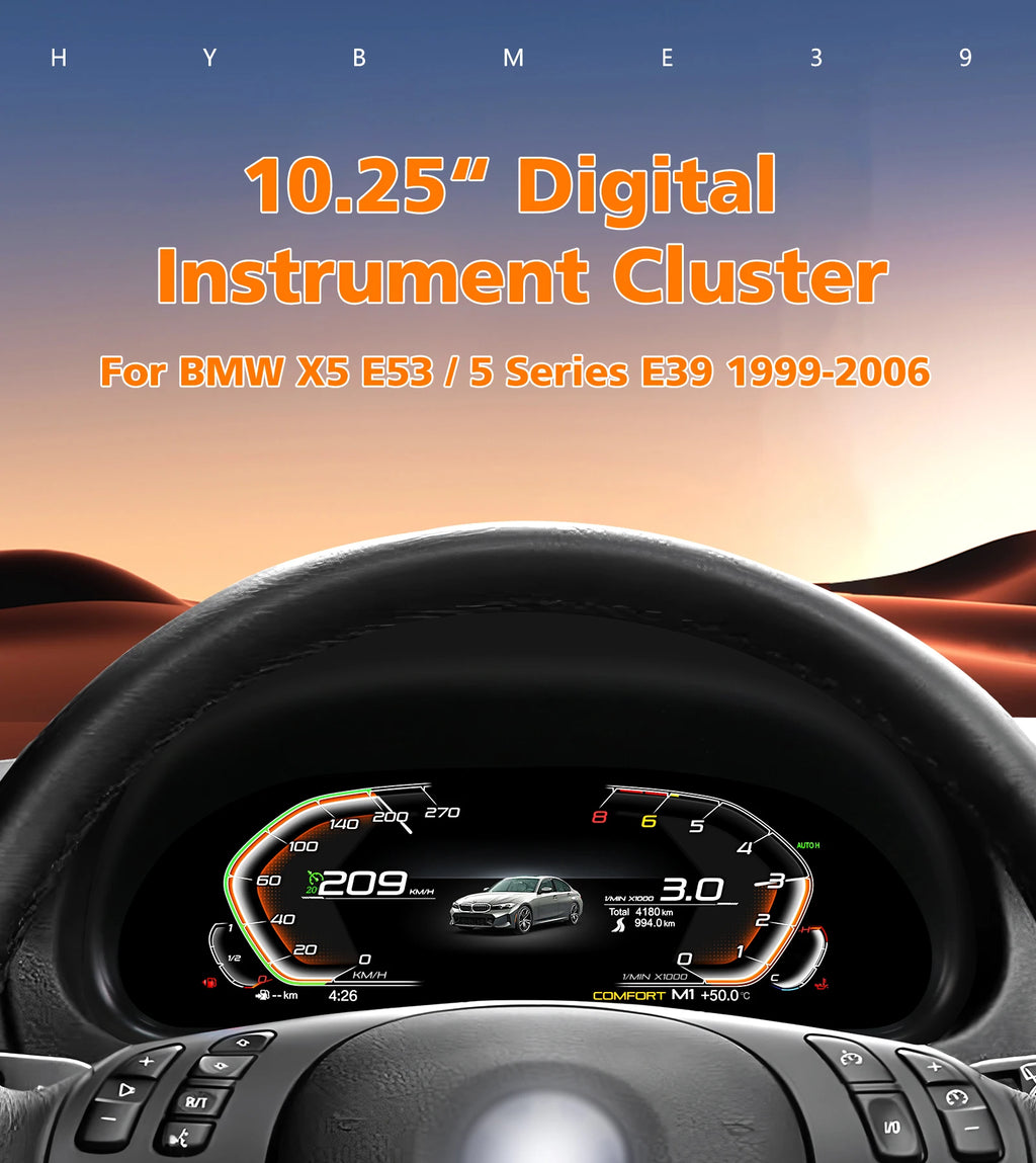 1920*720 Car Digital Instrument Cluster for BMW 5 Series E39 1999-2006 X5 E53 lcd dashboar