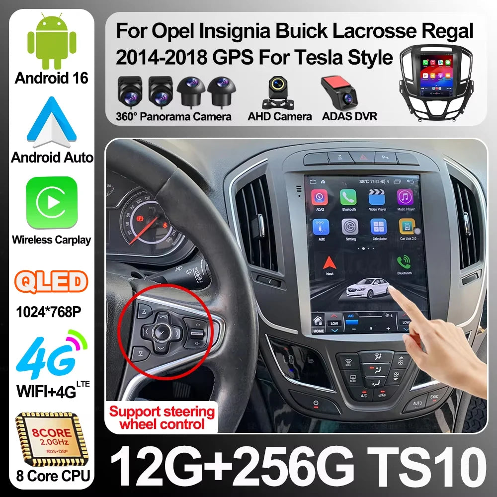 9.7 Inch Android 16 For Opel Insignia Buick Lacrosse Regal 2014-2018 Gps For Tesla Style W | AUTOKITSHOP