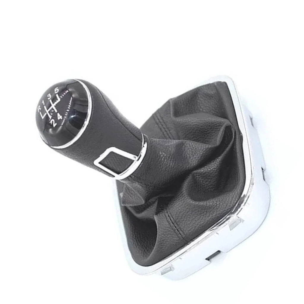 5 Speed Gear Shift Knob Lever & Boot Gaitor Black Leather Set For VW Golf 5 6 Jetta V VI S