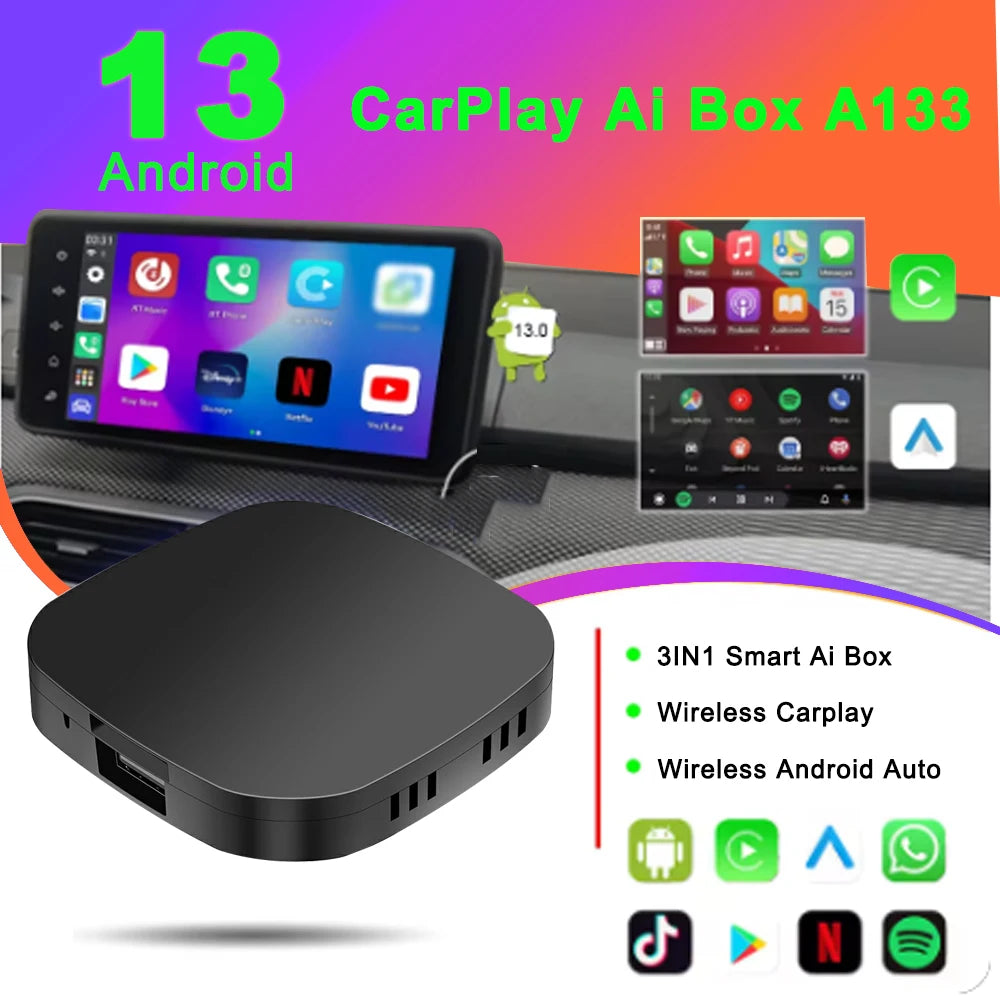 Carplay AI Box Wireless Android Auto Smart TV Box Android 13 For Youtube Netflix For Toyot