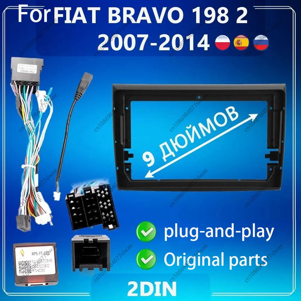 9 inch For FIAT BRAVO 198 2 2007-2014 Car Radio Fascias Android MP5 Stereo Player 2Din Hea