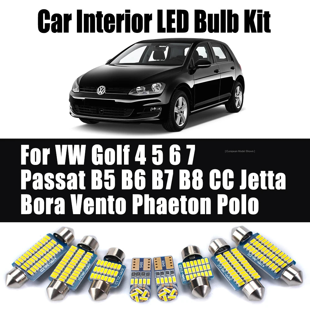 LED Interior Light Kit for VW Golf 4 5 6 7 Passat B5 B6 B7 B8 CC Jetta Bora Vento Phaeton Polo LED Interior Trunk Lig...