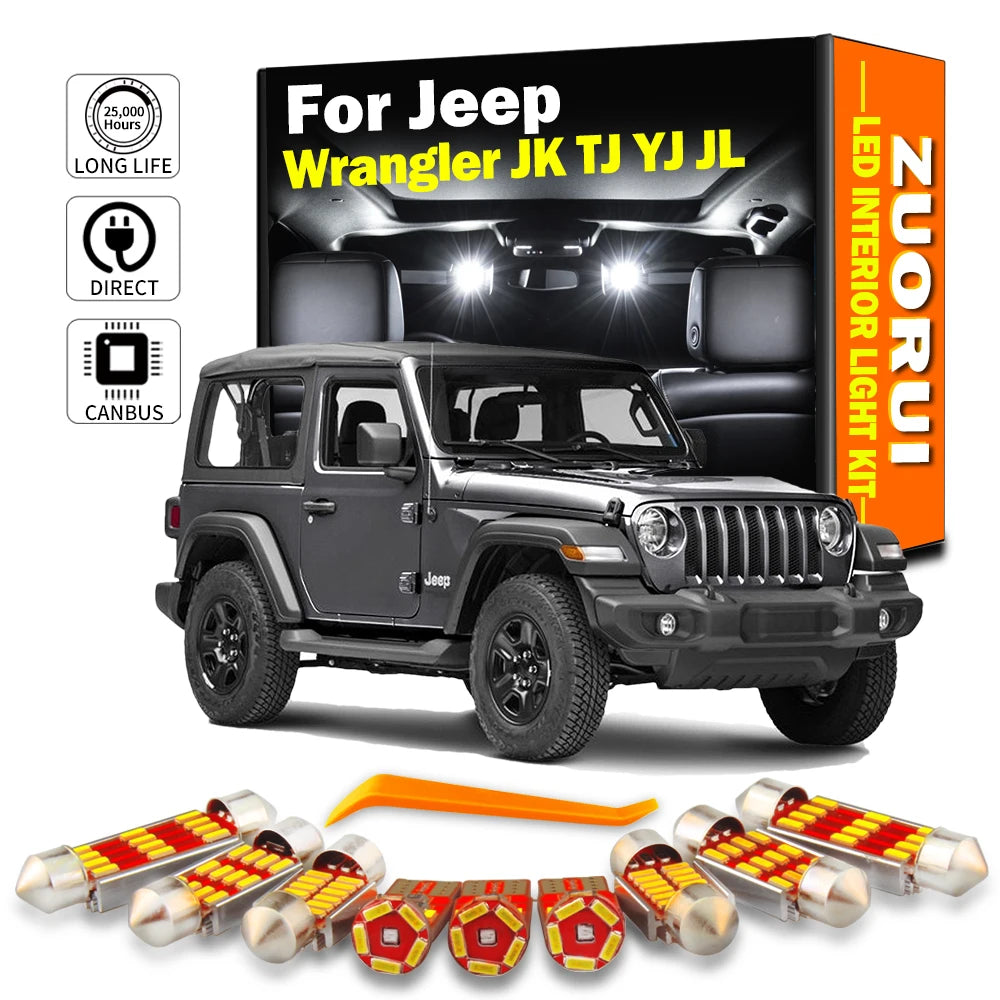 LED Interior Light Kit for Jeep Wrangler JK TJ YJ JL 1987-1998 - Canbus Dome Map Door Trunk Bulbs | AUTOKITSHOP