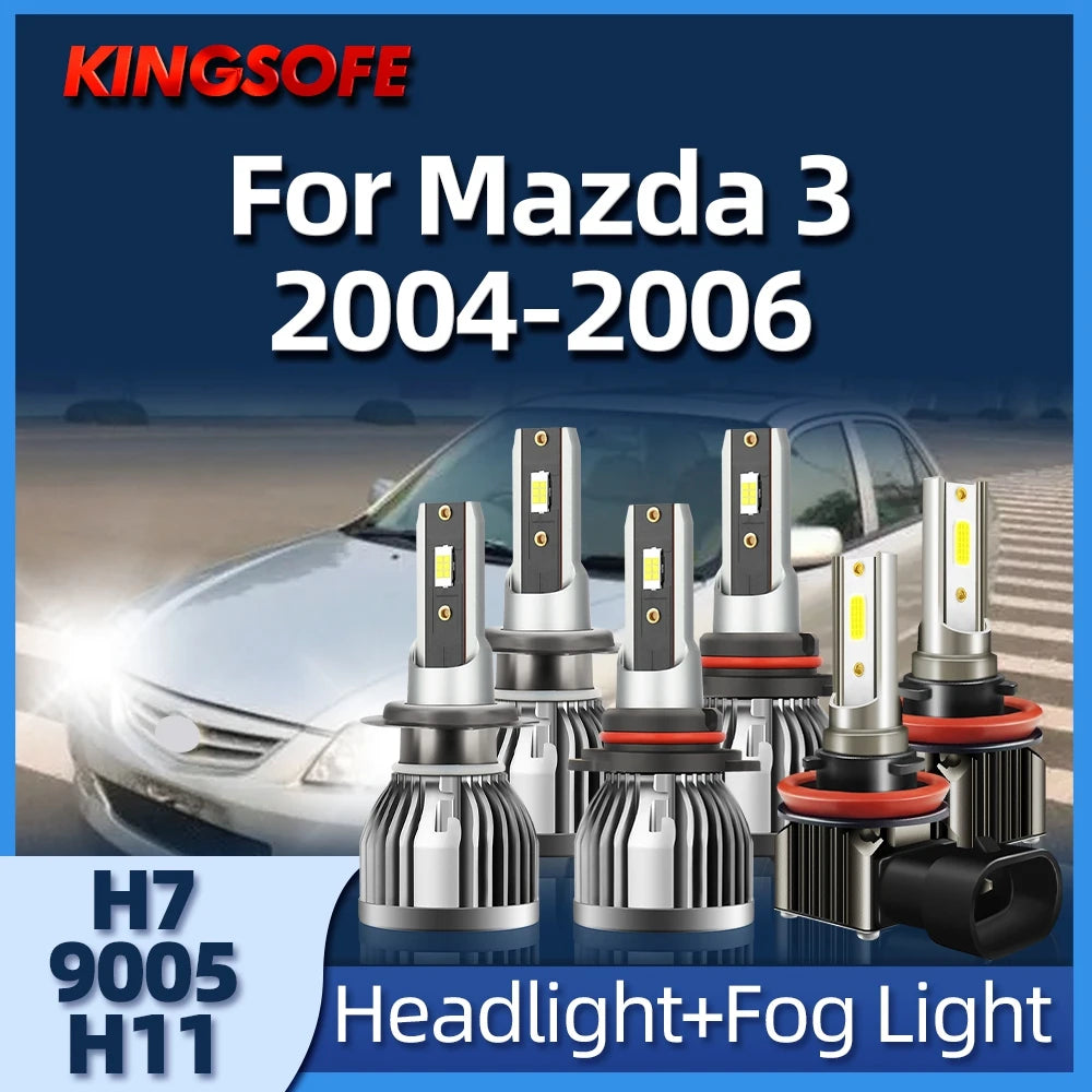 KINGSOFE 2/6Pcs LED Headlight 26000LM 9005 H7 Lamp 6000K Auto Fog Light H11Driving at Nigh