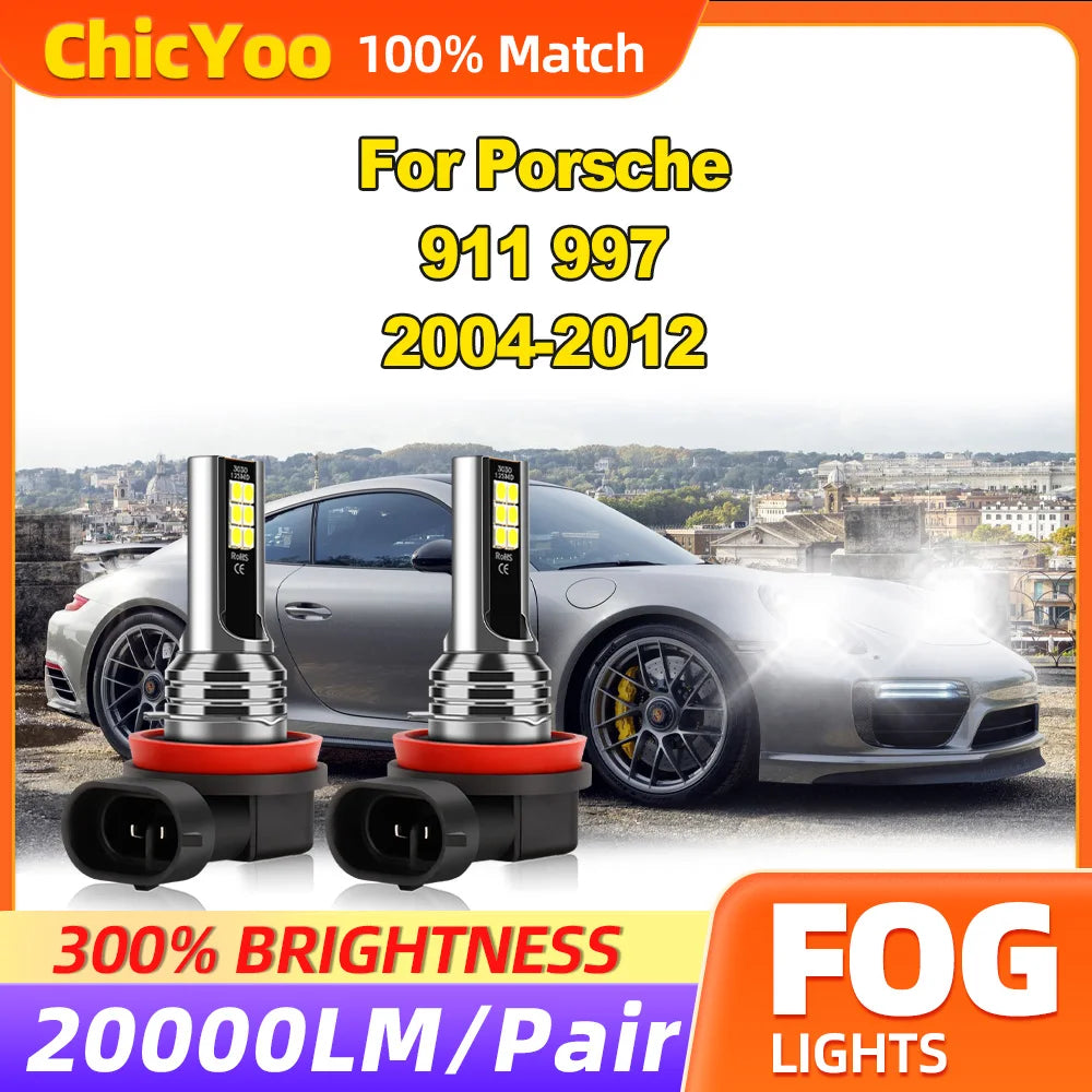 20000LM Canbus LED Fog Lights 60W Fog Lamps 12V 6000K White For Porsche 911 997 2004 2005